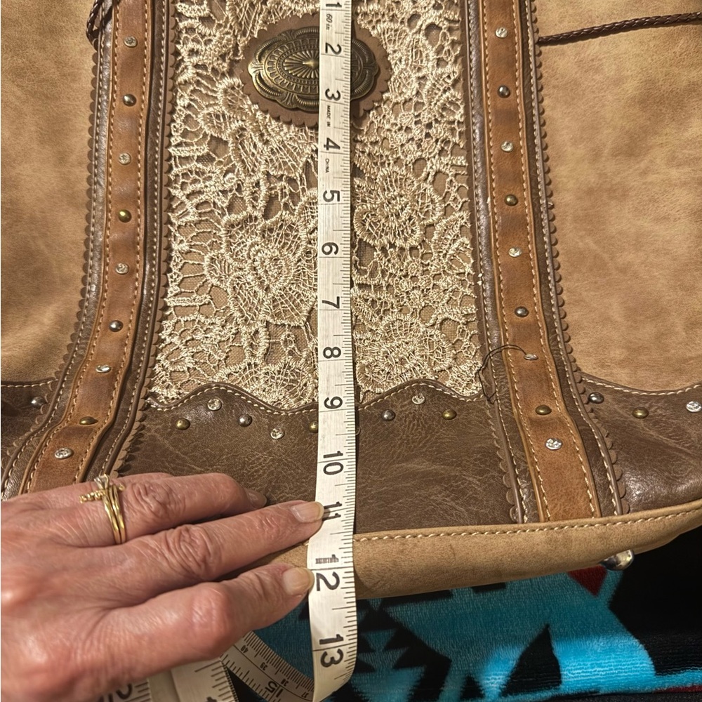 Brown and Tan Justin Tote Bag - Picture 7 of 8